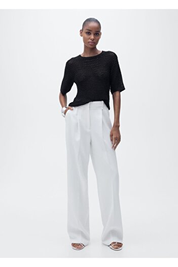 MANGO Woman Pulover tricotaj ajurat cu maneca scurta