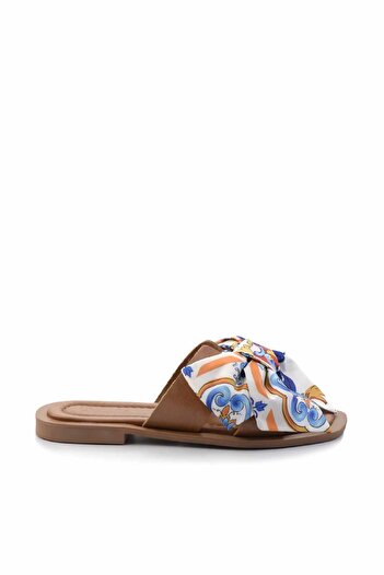 Bambi Tan Beige Genuine Leather Women's Slippers K 04376050003