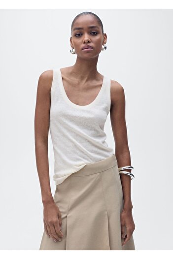 MANGO Woman Linen Blouse with Straps
