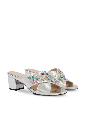 Vario Stone Heeled Slippers Silver (Si̇lver)