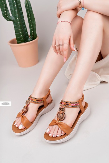 Demashoes Anatomical Orthopedic Sole Stone Luxury Daily Women's Sandals Brown