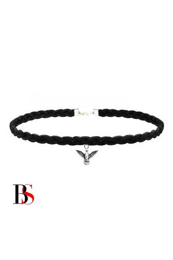 Bijustore Black Suede Hair Braid Albatros Bird Women's Choker