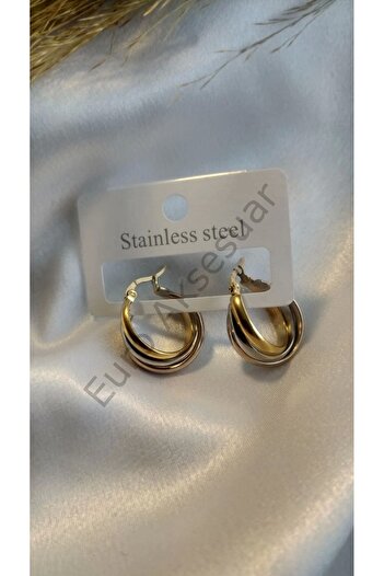 stainless steell Three Color Asymmetric Earrings