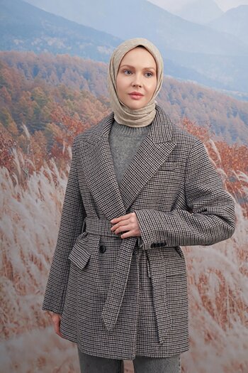 ARMANDA Бавовняний шарф з монограмою A - Камінь