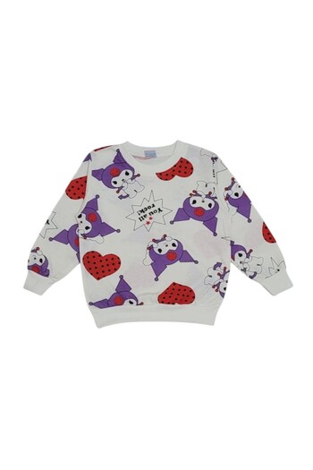demir kids Girl's Kuromi Patterned Seasonal Cotton Ecru Pajama Set