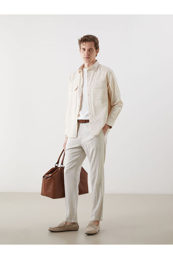 LC Waikiki Ανδρικό πλισέ παντελόνι Chino LCWAIKIKI Basic Standard Mold Linen Blend