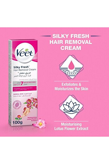 Veet Silky Fresh Hair Removal Cream Body & Legs for Normal Skin, Soothing Aloe Vera & Violet Blossom