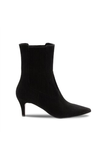 Vario Süet Sivri Burun İnce Topuk Kadın Bot Siyah Süet (BLACK SUEDE)