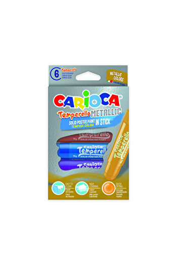 CARIOCA Washable Tempera Pencils, Metallic Colors, 6 Colors/box, Temperello Metallic