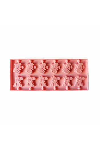 Micostore Forma Silicon 12 Cavitati, Peppa Pig Si Dinozauri Pentru Acadele Din Ciocolata, 6 X 10.5 Cm, Roz
