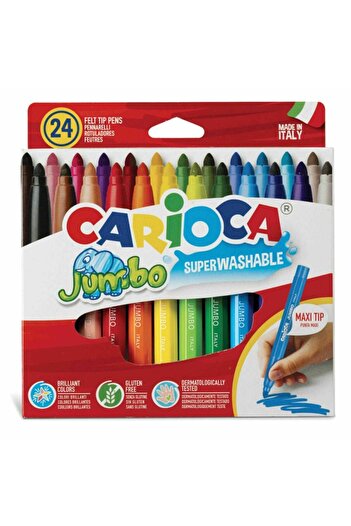 CARIOCA Set of 24 Markers for Children, Super Washable, Thick Tip, Jumbo