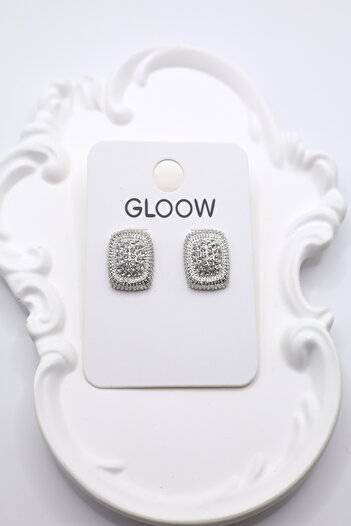 DEMOKAN Women's Earrings Line Serrated Bezel Zircon Stone 2cm Earrings