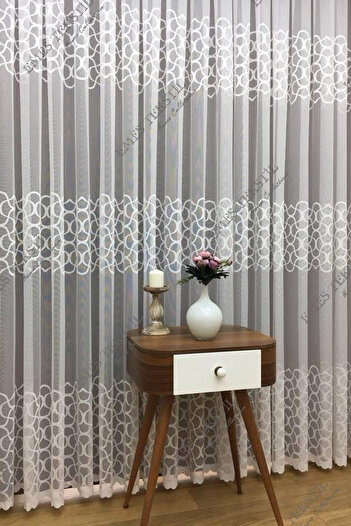 Emes Yakamoz Pattern Tulle Curtain - Living Room, Bedroom, Kitchen and Pleated Tulle