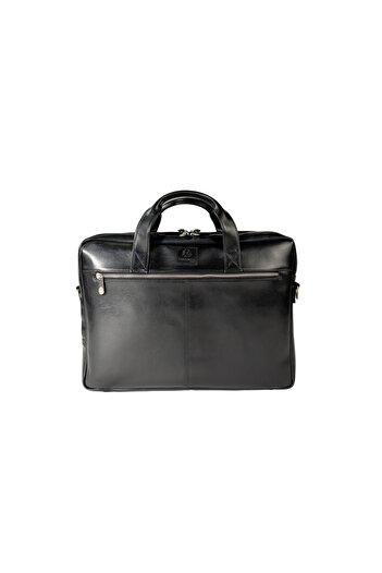 Exacompta Double Bag Made Of Genuine Leather, 15.6" Laptop, 2 Compartments, Durable, Elegant, Black Color