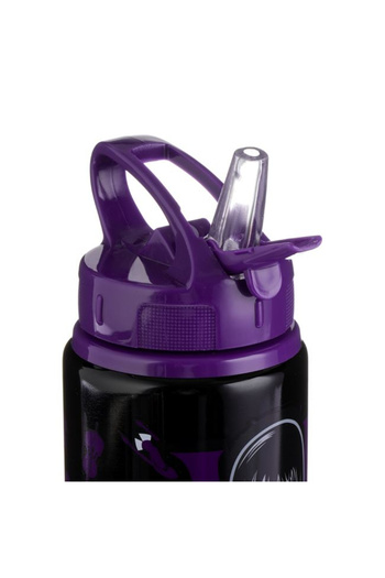 Micostore Sticla De Apa Copii, Cu Pai, Wednesday, Aluminiu, 500 Ml, Negru Si Mov, Flip Top, Bidon