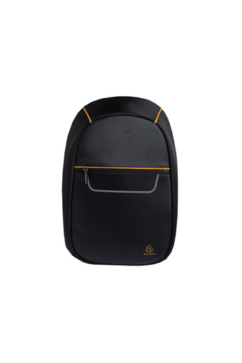 Exacompta Rucsac ușor pentru laptop de 15,6", cu buzunare cu fermoar în față și pe fiecare laterală, culoare neagră