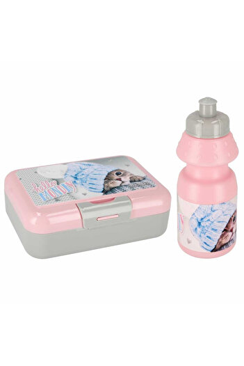 Micostore Casserole and Water Bottle for School Pack for Children, with Kittens