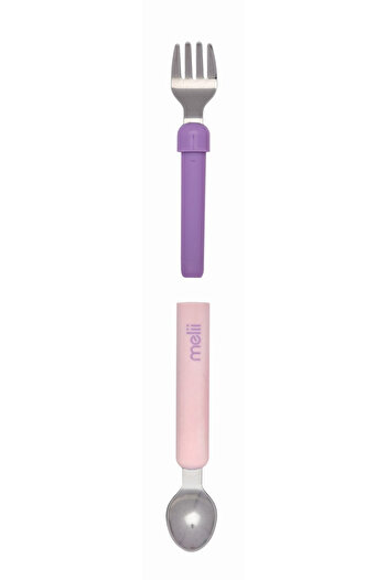Melii Spoon-fork set, , Pink&purple