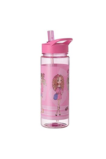 Micostore Children's Water Bottle, Straw Bottle, 650 Ml, Pink, Fashion Girls, Flip Top, For School And Kindergarten