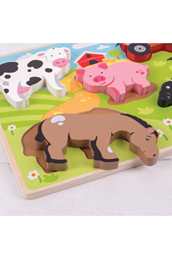 BigJigs Dřevěné puzzle - Na dvoře