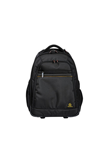 Exacompta Rucsac Laptop 15,6" Cu Roti Si Maner Telescopic, Ideal Ca Bagaj De Mana In Avion, Culoare Negru