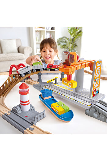Hape Wooden Toy - Sea And Rail Transport Set (38 PIECES)