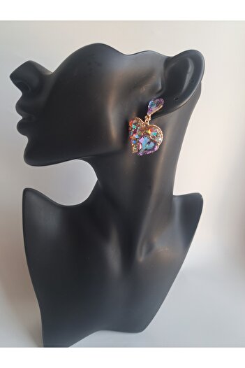 BHR AKSESUAR Colorful Zircon Stone Heart Earrings