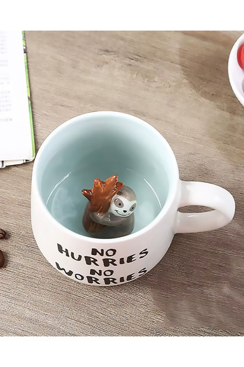 MUKKO HOME 3D Porcelain Mug – with Sloth Figure, 350 Ml, Fun and Stylish Design