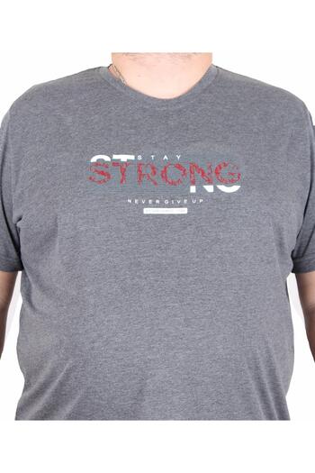 MocGrande Men's Plus Size Crew Neck T-Shirt Strong Anthracite Melange