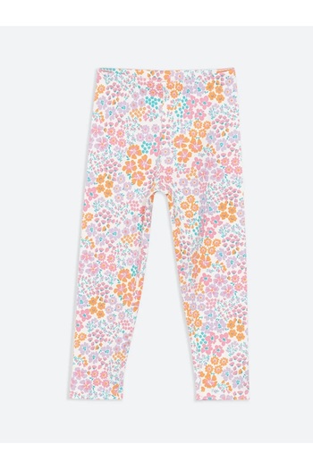 LC Waikiki Lcw Kids Ecru Printed Ribbed Girls' Tights 2-Pack