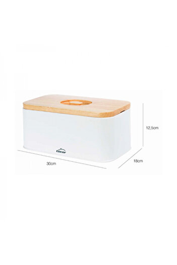Lacor Carbon steel bread box with rubberwood lid, 30x18x12.5 cm