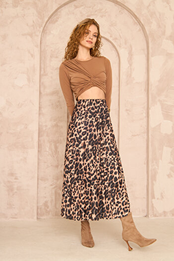 Rudaconcept Fusta cu model leopard, fustă lungă, fustă cadou, fustă elegantă