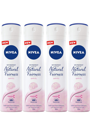 NIVEA Natural Fairness Women Anti Perspirant Spray 150 ML X4