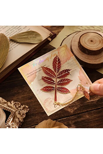 Fivy Autumn Themed Leaf Figured Chain Metal Bookends