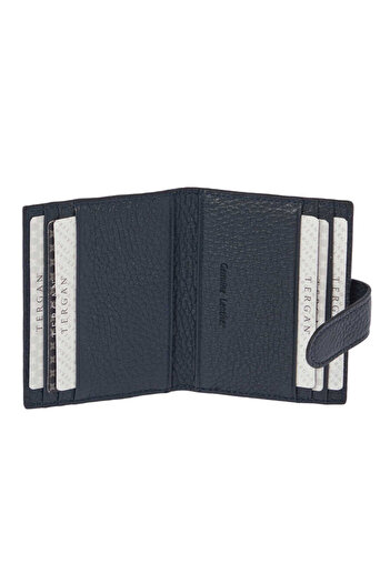 Tergan Navy Blue Genuine Leather Men's Credit Card Holder - S1Kk00001617-A38