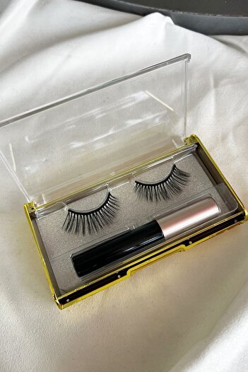 TAKIŞTIR Manyetik Eyeliner'lı Mıknatıslı Doğal Ipek Takma Kirpik #003 Yoğun