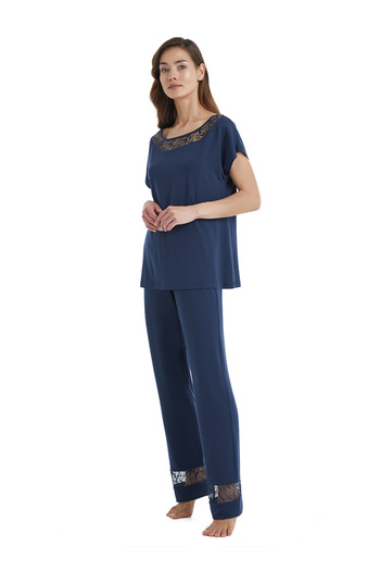 Blackspade 51314 Blackspade Women's Modal Navy Blue Pajama Set
