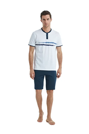 Blackspade Men's White Pajama Set - 40496