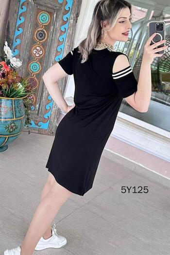İnce Topuk Low-Cut Ribbed Viscose Dress 5Y125