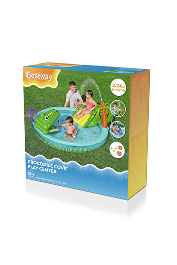 BESTWAY Play Center Crocodile Cove 224x181x72cm | Kiddie Pool with Slide | For Toddlers and Kids