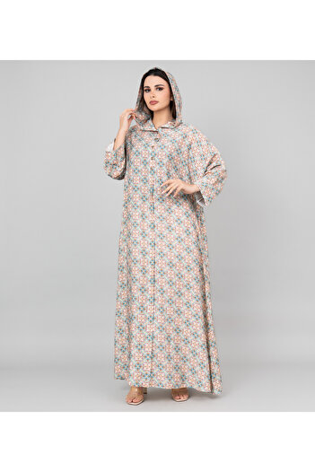 IKKXA Pattern Printed Hooded Jalabiya