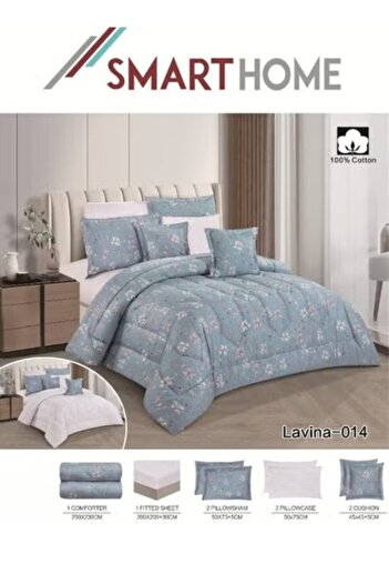 smart home Double-sided comforter set, 8-piece bed sheet, made of 100% natural cotton, 230x250 cm