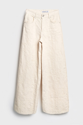 its basic Γυναικείο Raw Color 75S-69 Jacquard Fabric Palazzo Fit 100% Cotton Εσωτερικό μήκος 83cm Σχέδιο Τζιν Τζιν