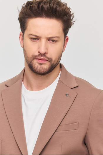 Frappoli 3115 Men's Mink Flexible Lycra Cotton Blended Slim Fit Spring-Summer Sports Blazer Jacket