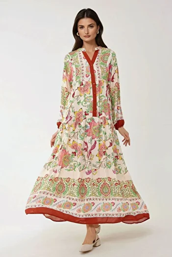 Hiccup Printed Long Sleeve Viscose Maxi Dress