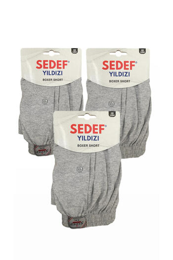 DONLİZZA Mother of Pearl Star Men's Boxer Short Gray 3 Pieces