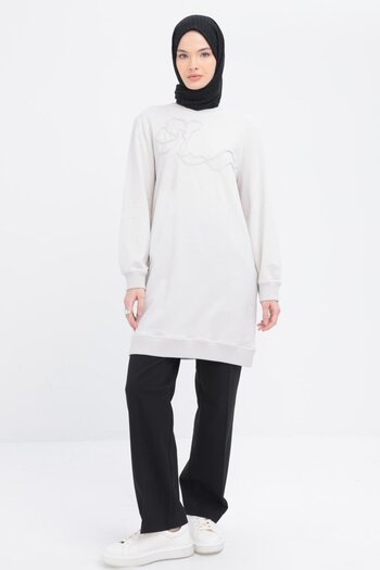 ALLDAY Stone-Front Embroidery Detailed Lycra Sweat
