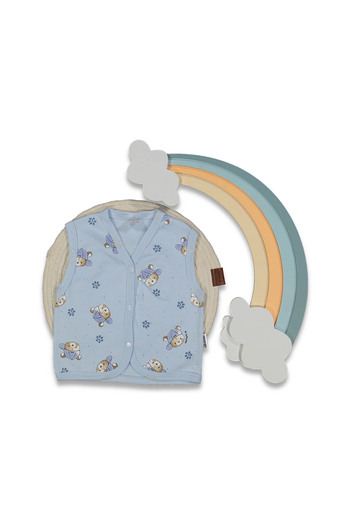 ELBEBEK Teddy Bear Patterned Seasonal Baby Combed Cotton Vest 100% Cotton