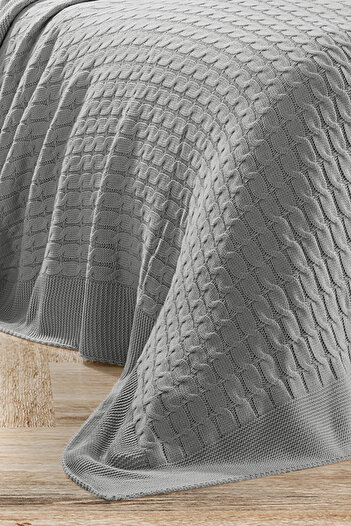 DOUX HOME Petra Knitwear Bedspread Single 180 X 230 (Gray) -