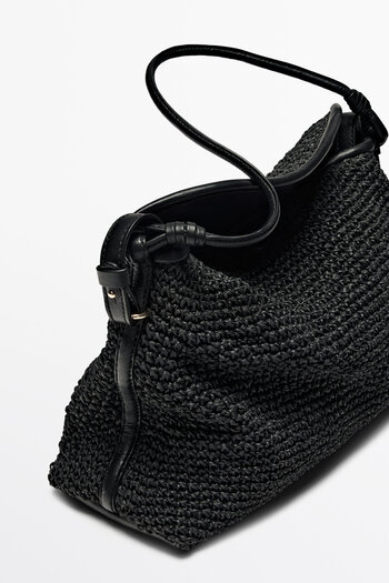 Massimo Dutti Örgü kağıt çapraz askılı çanta